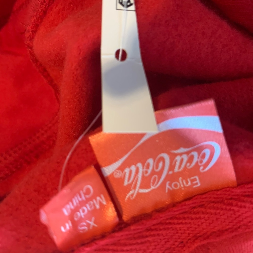 NWOT Coca Cola Hooded Drawstring Sweatshirt Dress XS - Picture 2 of 7